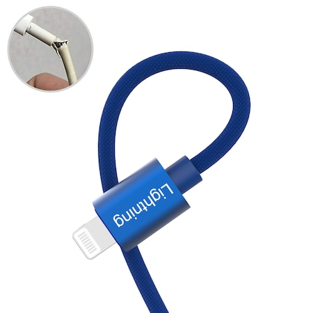 Emerald Blue 6ft Lighting to USB Fast Charging Cable EE-AL6-BLU